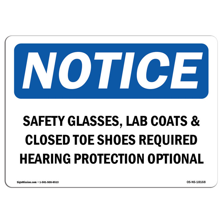 SignMission Safety Glasses Lab Coats & Closed Toe Shoes Sign Wayfair